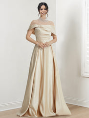 A-Line/Princess High Neck Floor-length Prom Dresses Evening Dresses