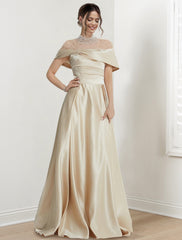 A-Line/Princess High Neck Floor-length Prom Dresses Evening Dresses