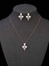 1 set Bridal Jewelry Two-piece Suit Rhinestone Imitation Diamond Necklace Earrings Women's Jewelry Set For Wedding Gift