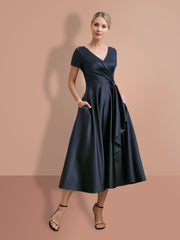 A-Line/Princess Short Sleeves V Neck Mother of the Bride Dresses