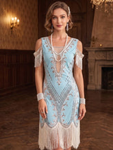1920s The Great Gatsby Outfit A-Line/Princess Short Sleeves Sequins Tassels Vintage Dresses