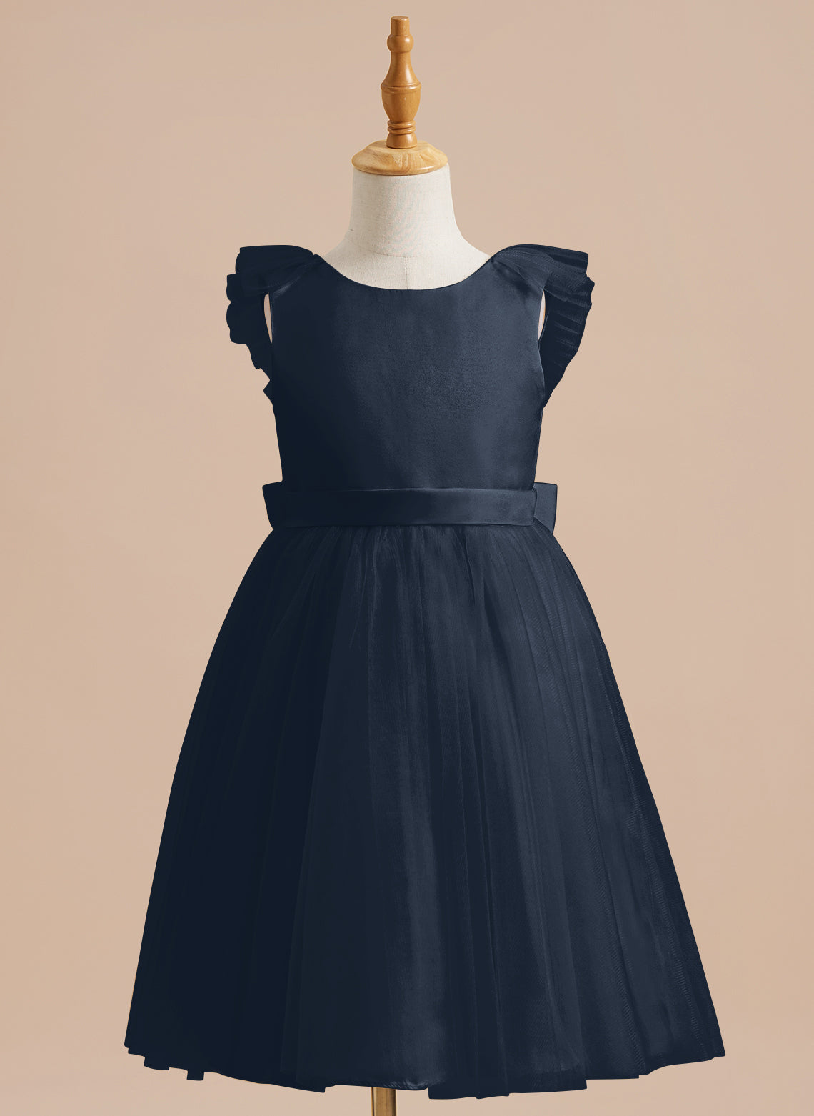 A-line Satin Tulle Knee-length Flower Girl Dress