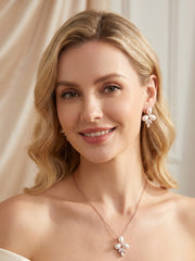 1 set Bridal Jewelry Two-piece Suit Rhinestone Imitation Diamond Necklace Earrings Women's Jewelry Set  For Wedding Gift